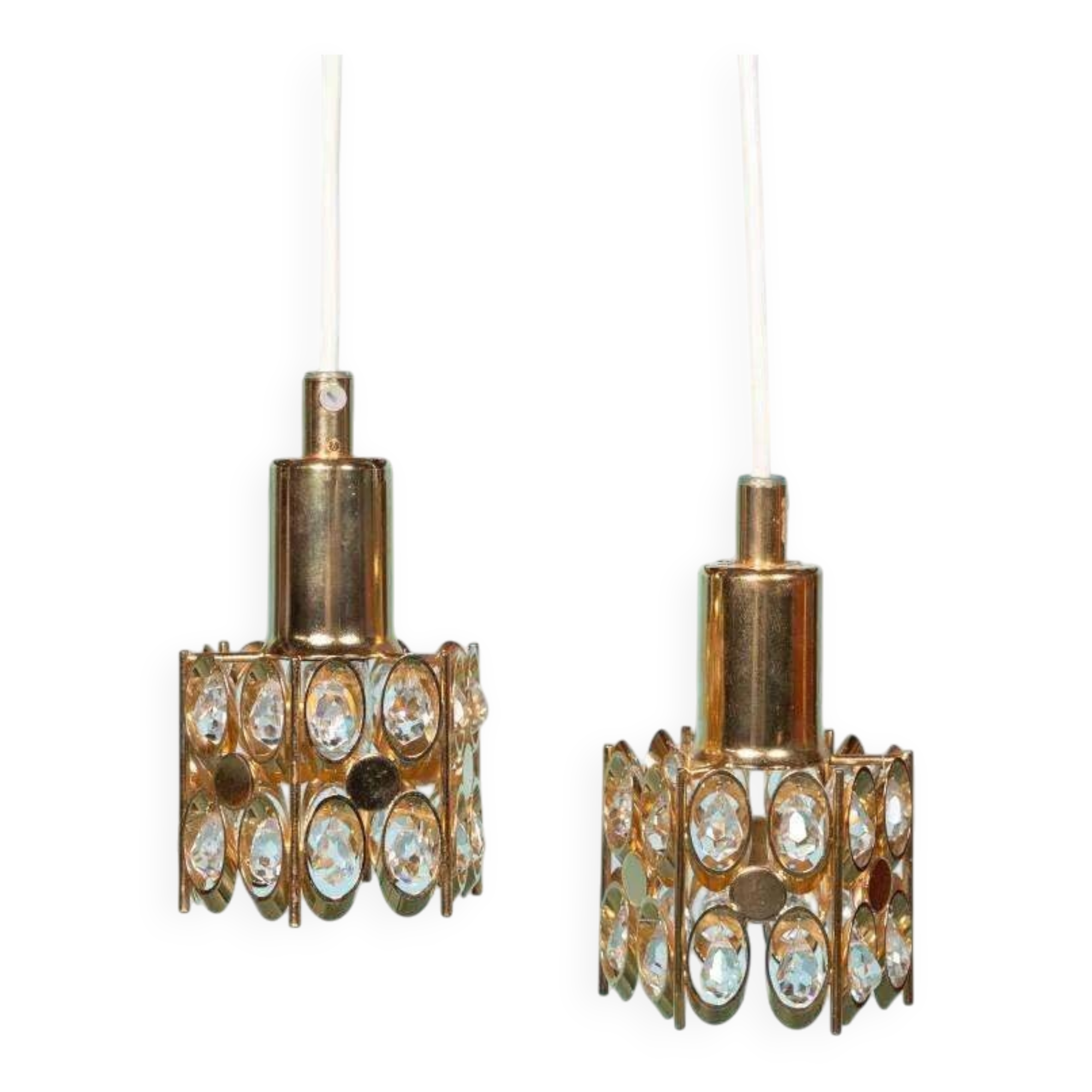 Vintage Palwa suspensions in brass & crystal