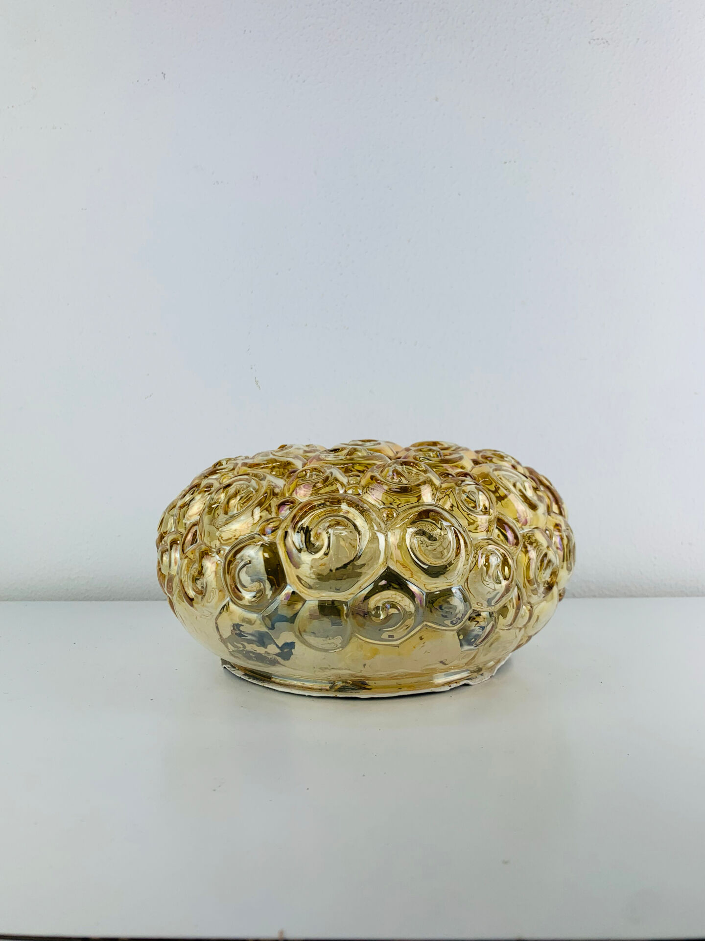 Amber glass Bubble wall light in the style of Helena Tynell, snail model. 60s.