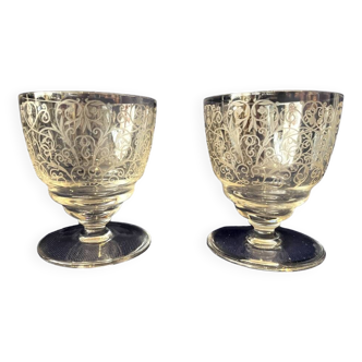Duo of baccarat crystal liqueur glasses lulli model