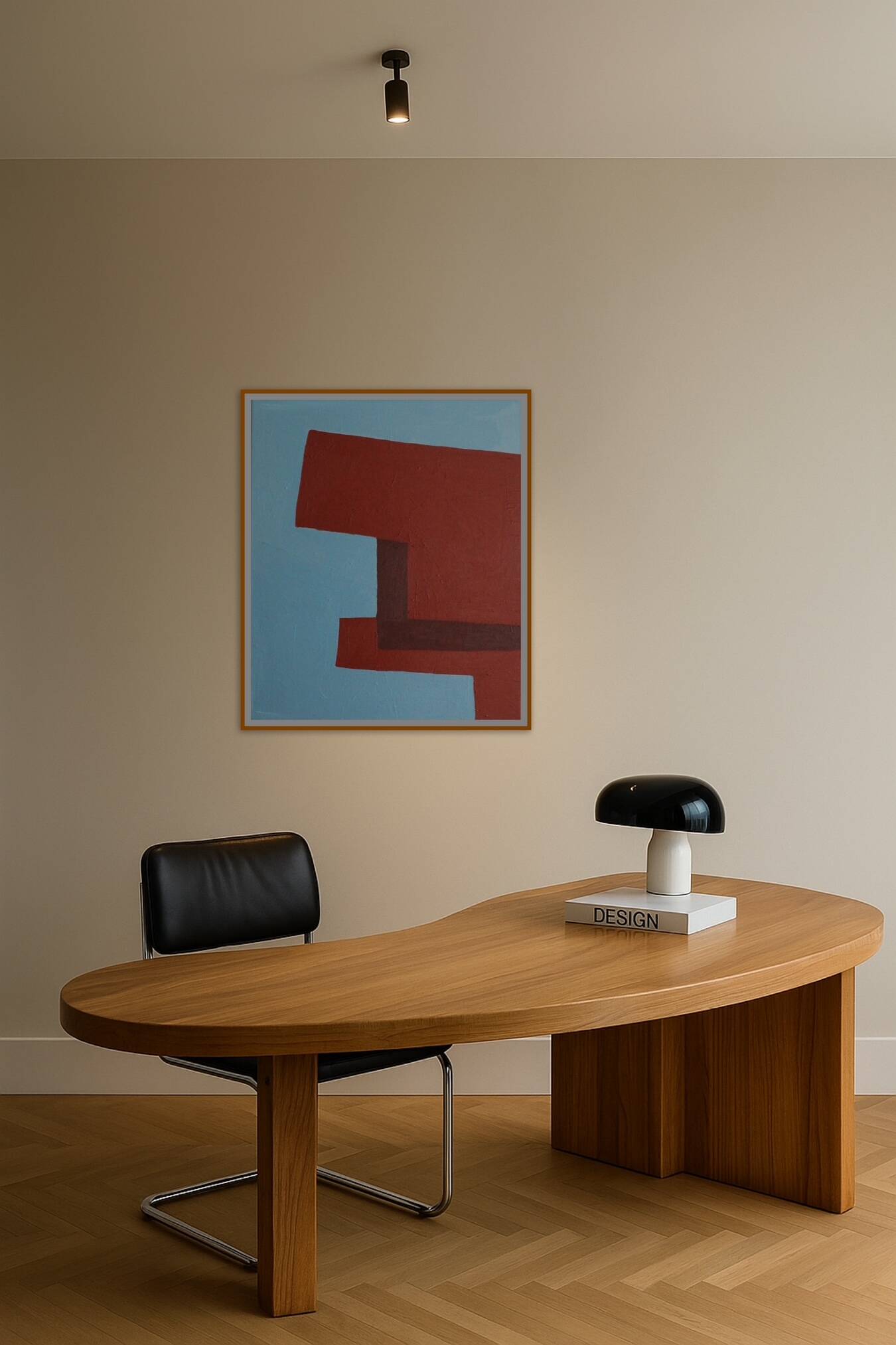 Minimalist canvas "structure in blue and red"