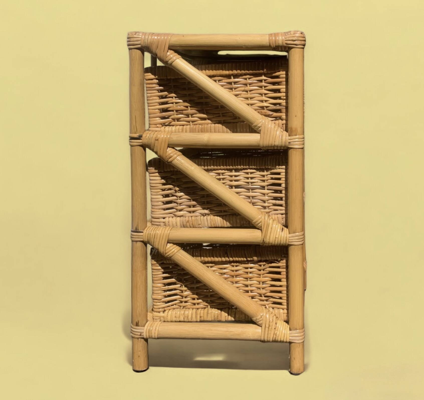 Vintage rattan and bamboo chest of drawers