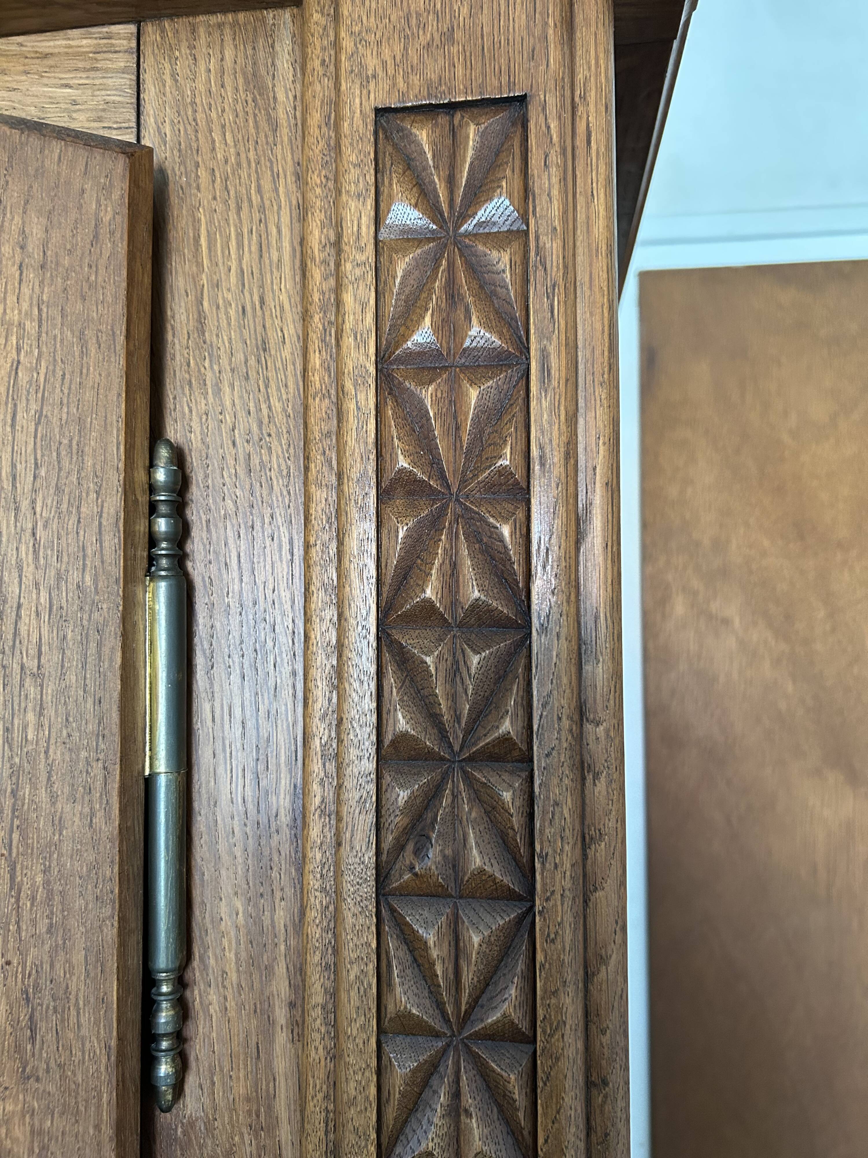 Handcrafted solid oak armoire, unique piece.