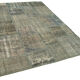 Handwoven turkish contemporary 176 cm x 245 cm grey patchwork carpet