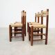 Set of six rattan and oak French dining chairs