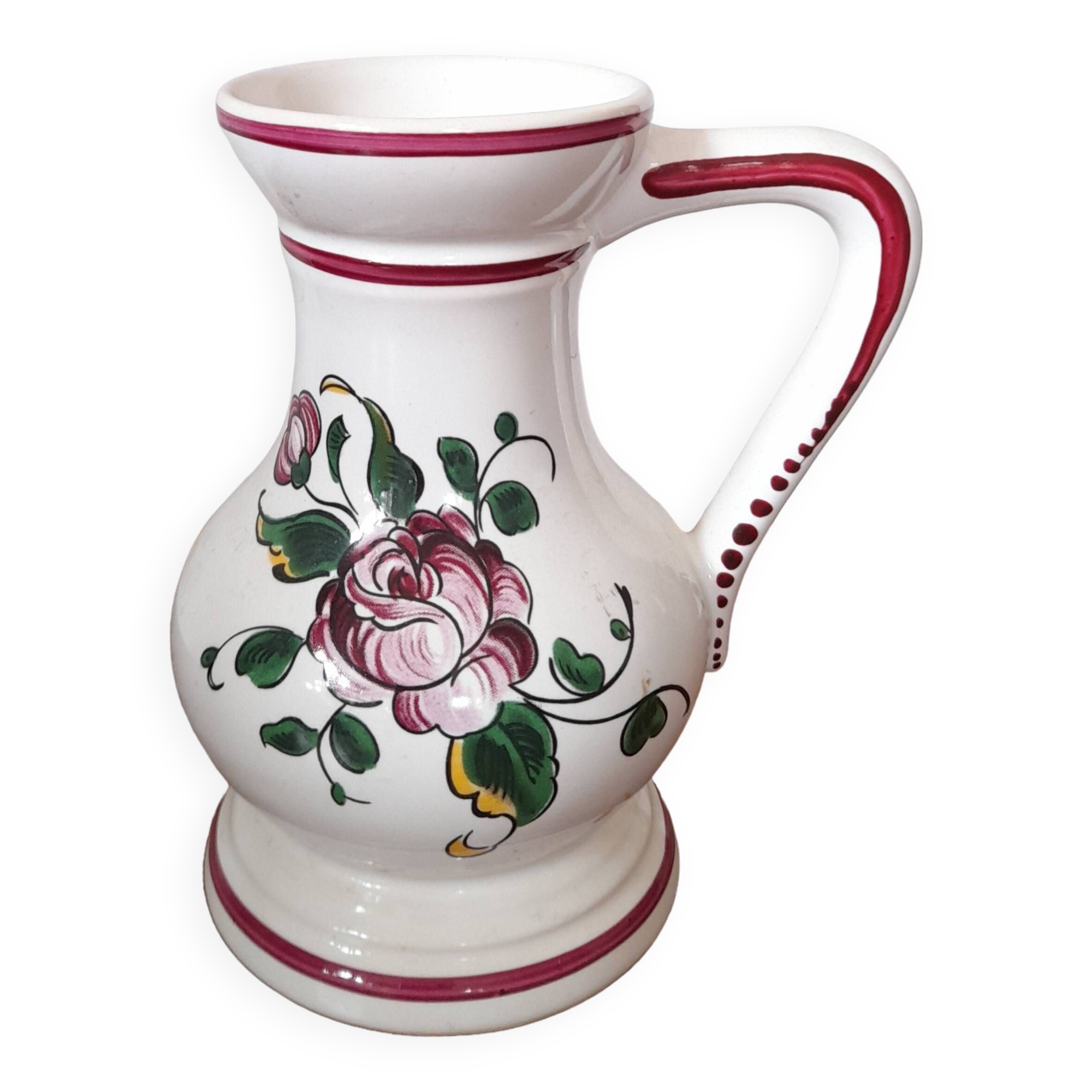 Vintage earthenware vase with floral decoration, Strasbourg