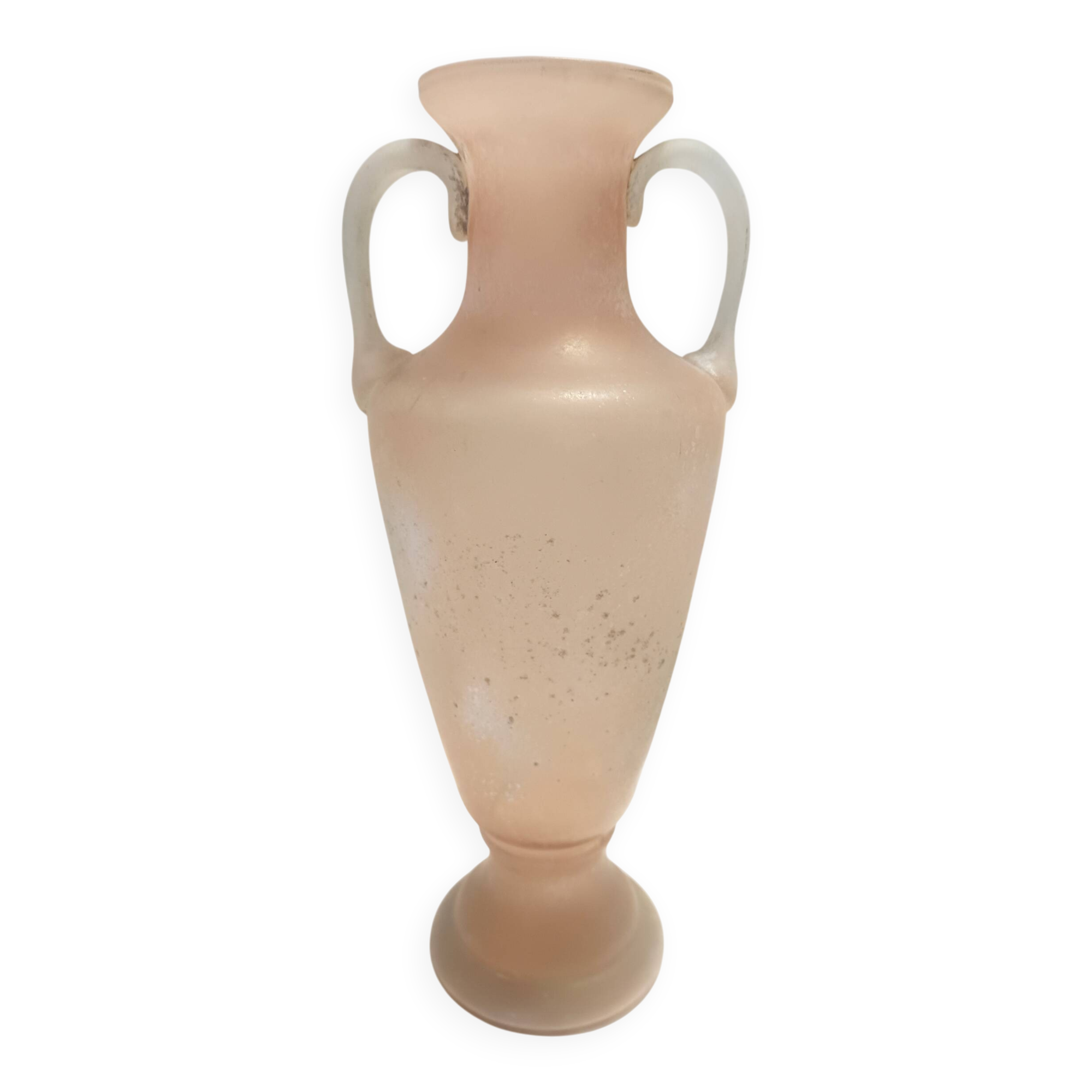 Peach Pink and White Scavo Glass Amphora Vase attr. to Seguso, Italy