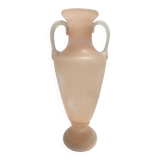 Peach Pink and White Scavo Glass Amphora Vase attr. to Seguso, Italy