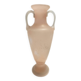 Vase amphore en verre Scavo rose pêche et blanc, attribué à Seguso, Italie