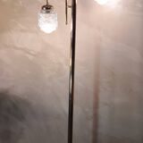 Chrome gold floor lamp 1960 has 70 molded glass shade 166x40