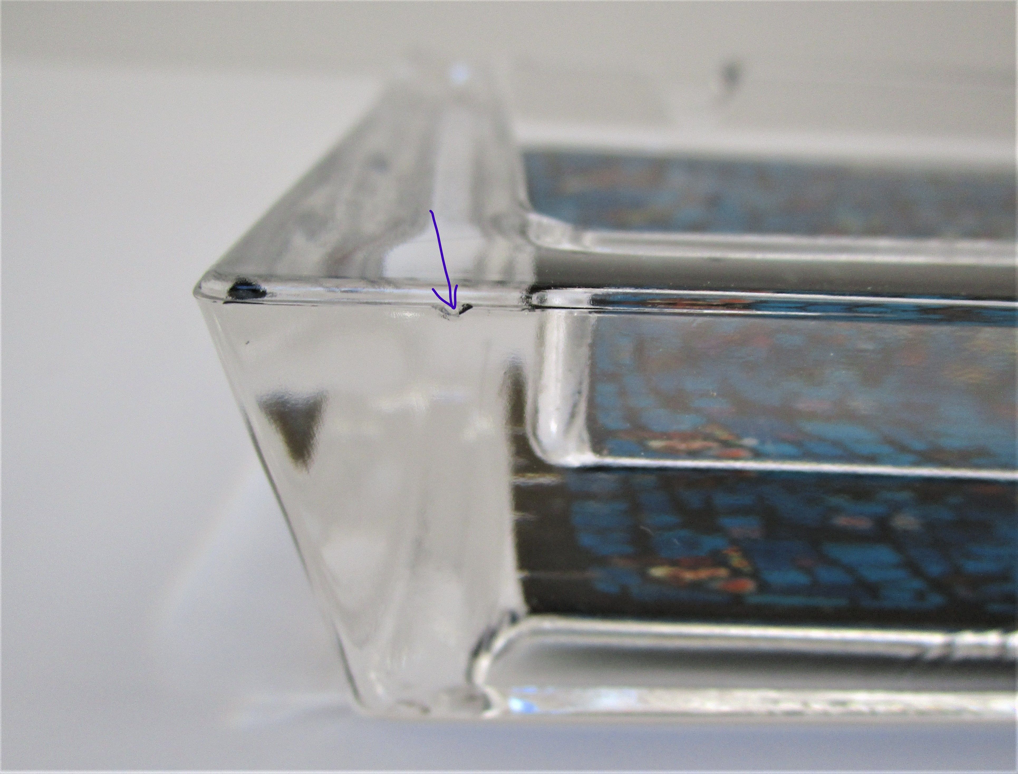 Ashtray thick glass blue decoration Air France 70s