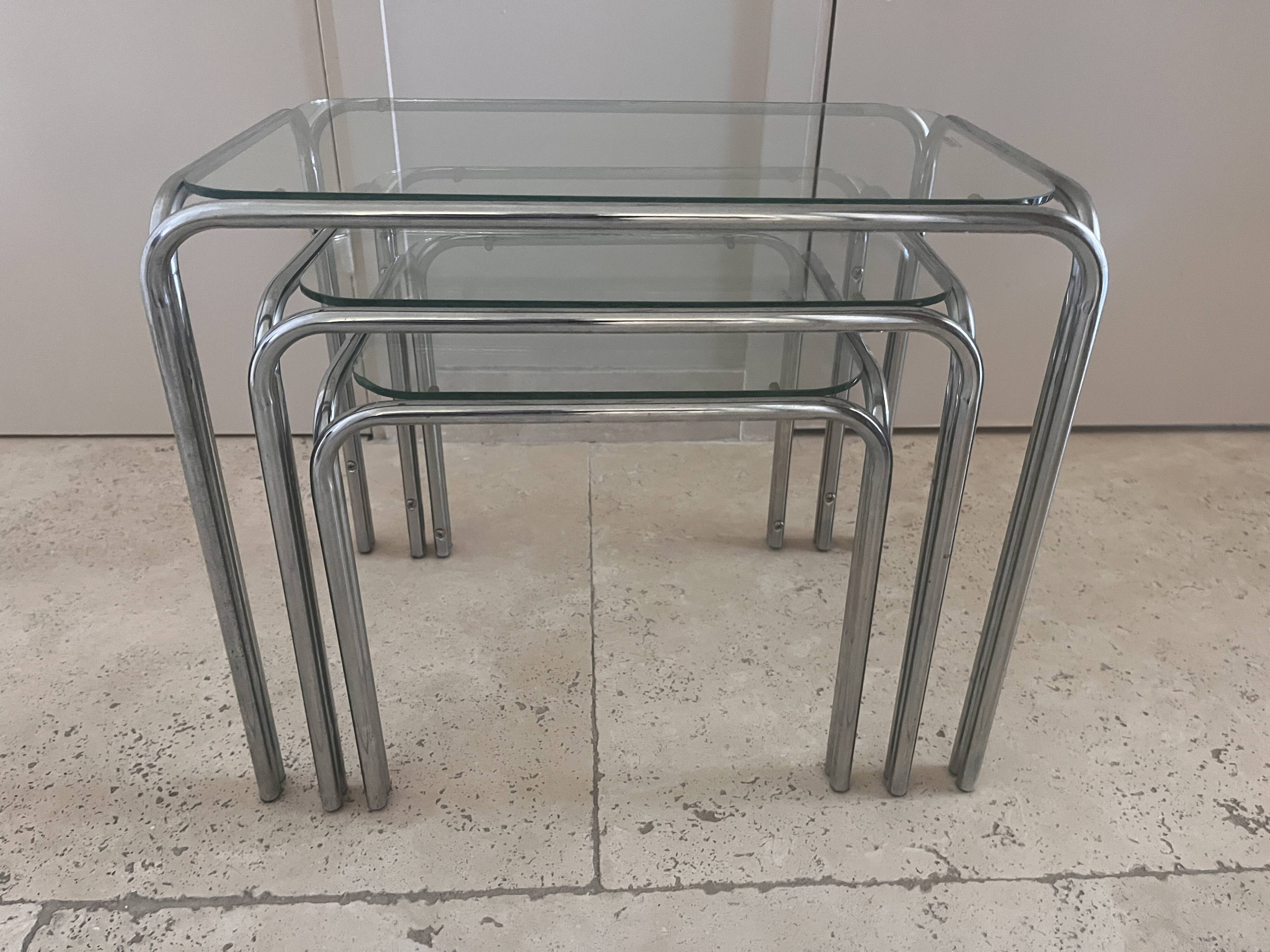 chrome nesting tables from the 1970s