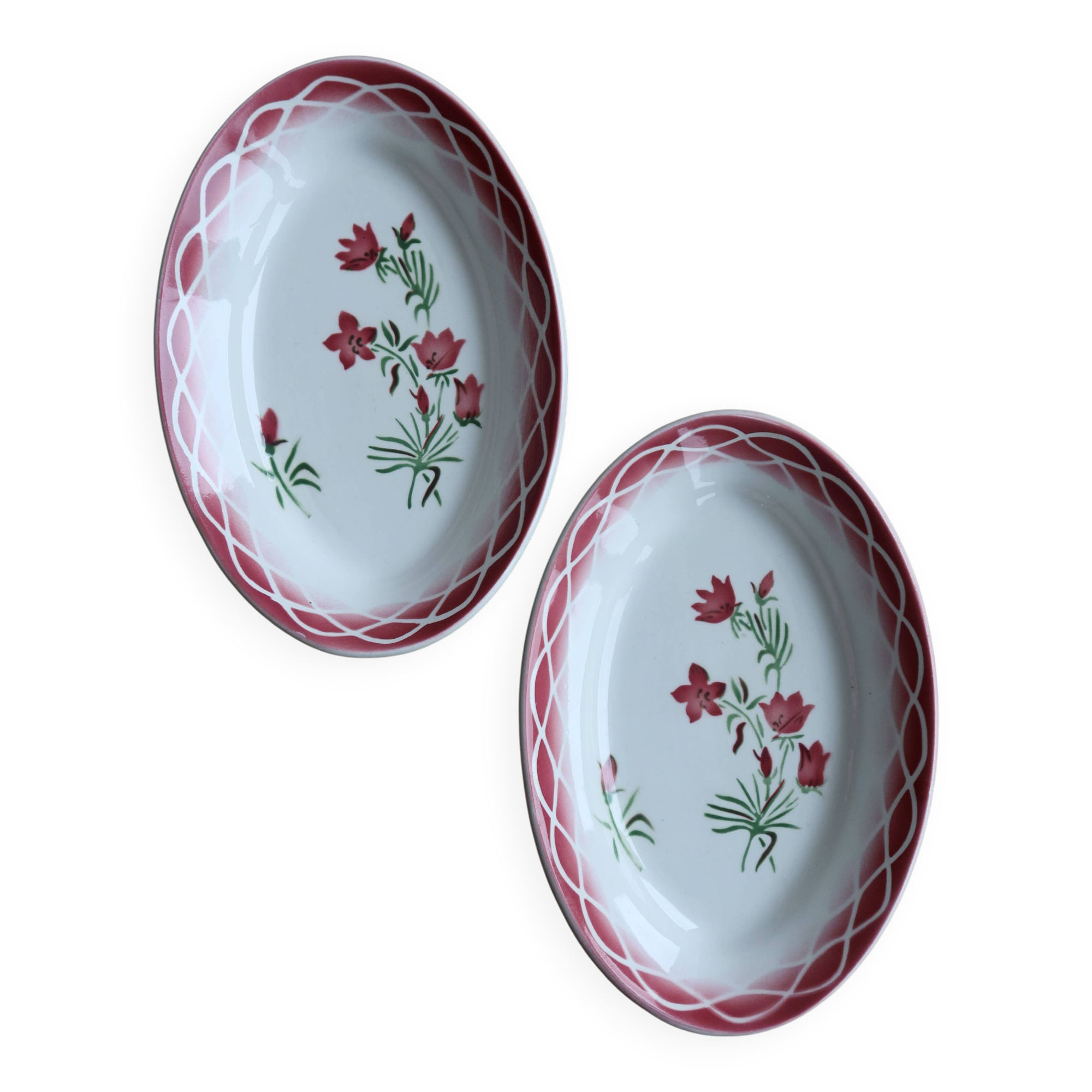 Raviers vintage earthenware Sarreguemines Digoin model Aude – Floral decoration