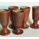 Five ancient potter's mazagrans in enamelled sandstone