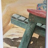 Pointillist painting evoking holidays and rest