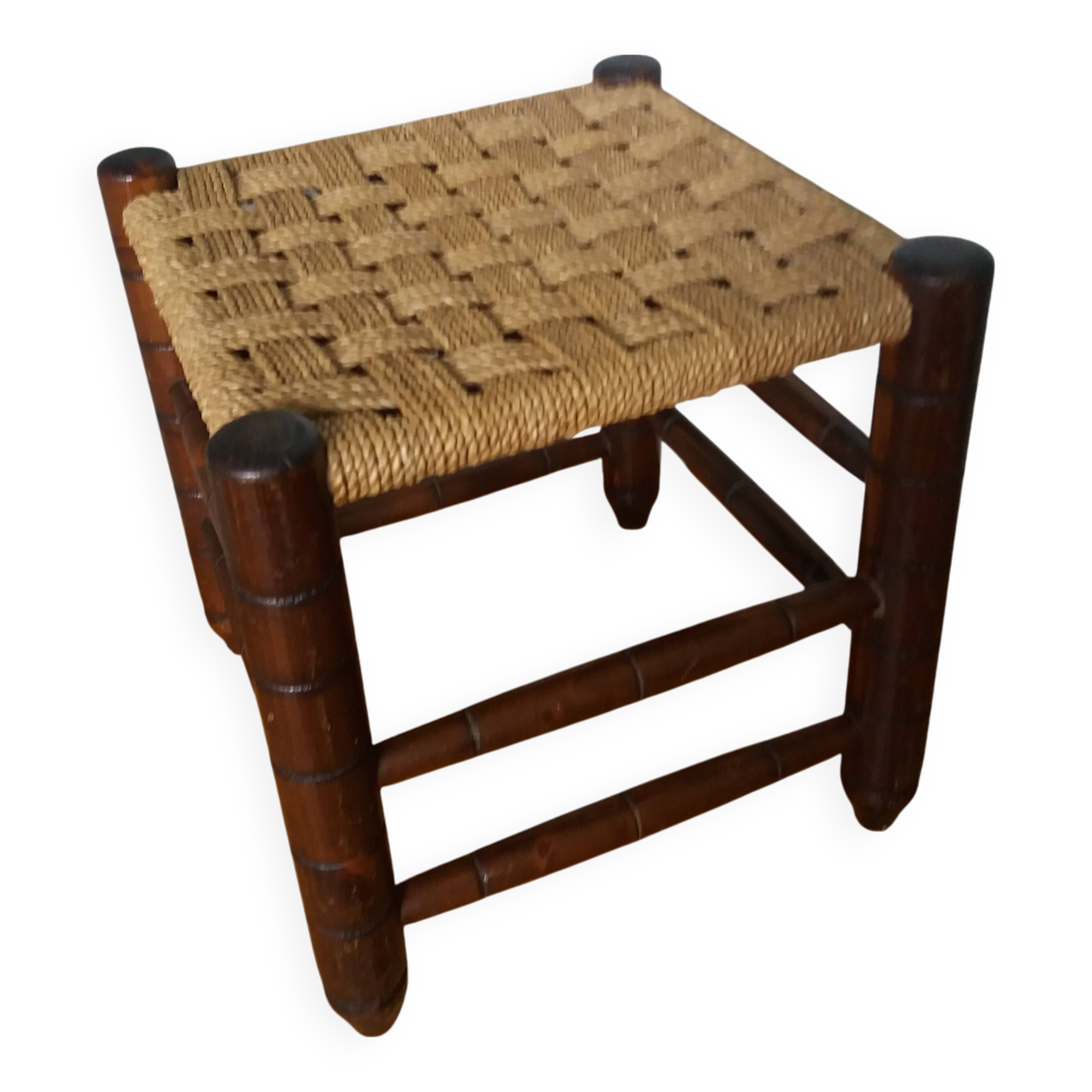 Wooden and rope stool