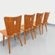 Set of 4 vintage brutalist wooden chairs from the 60s