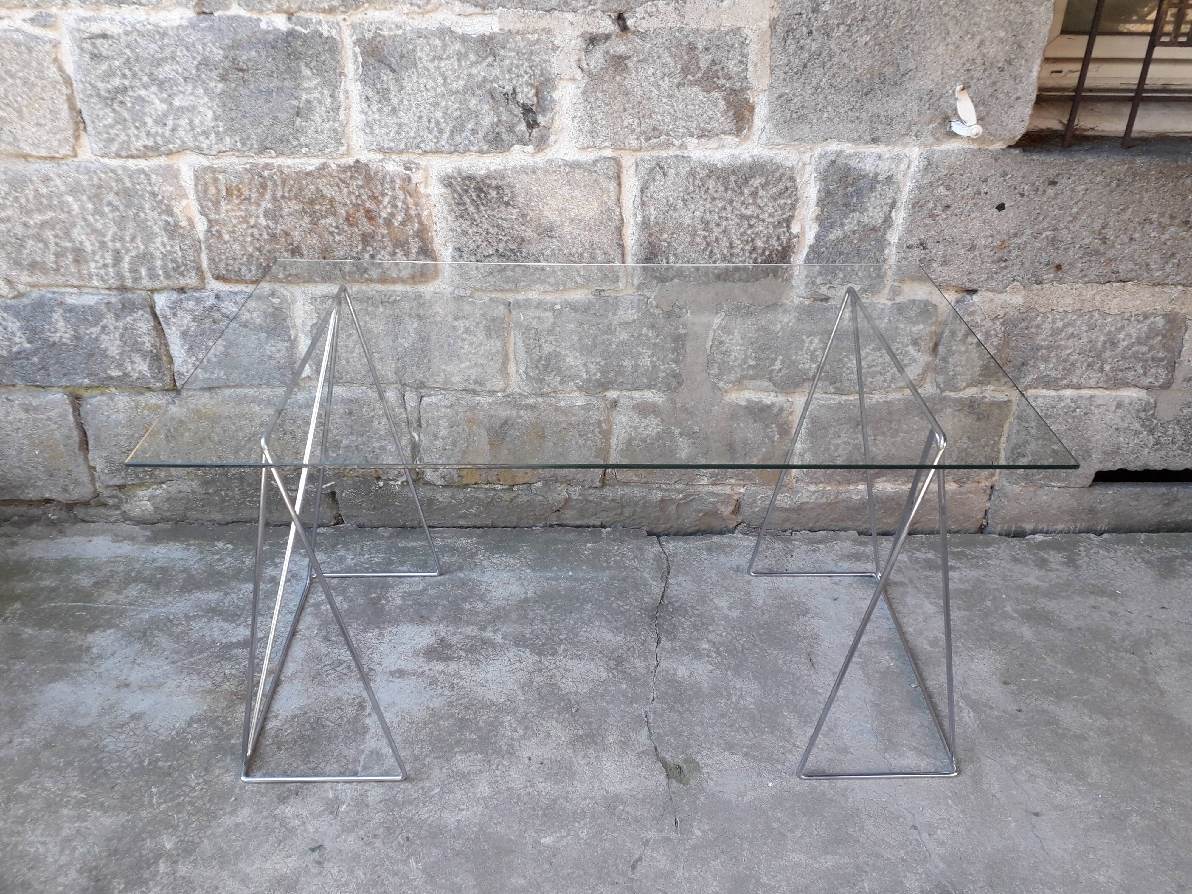 Bureau vintage plateau verre 130 cm