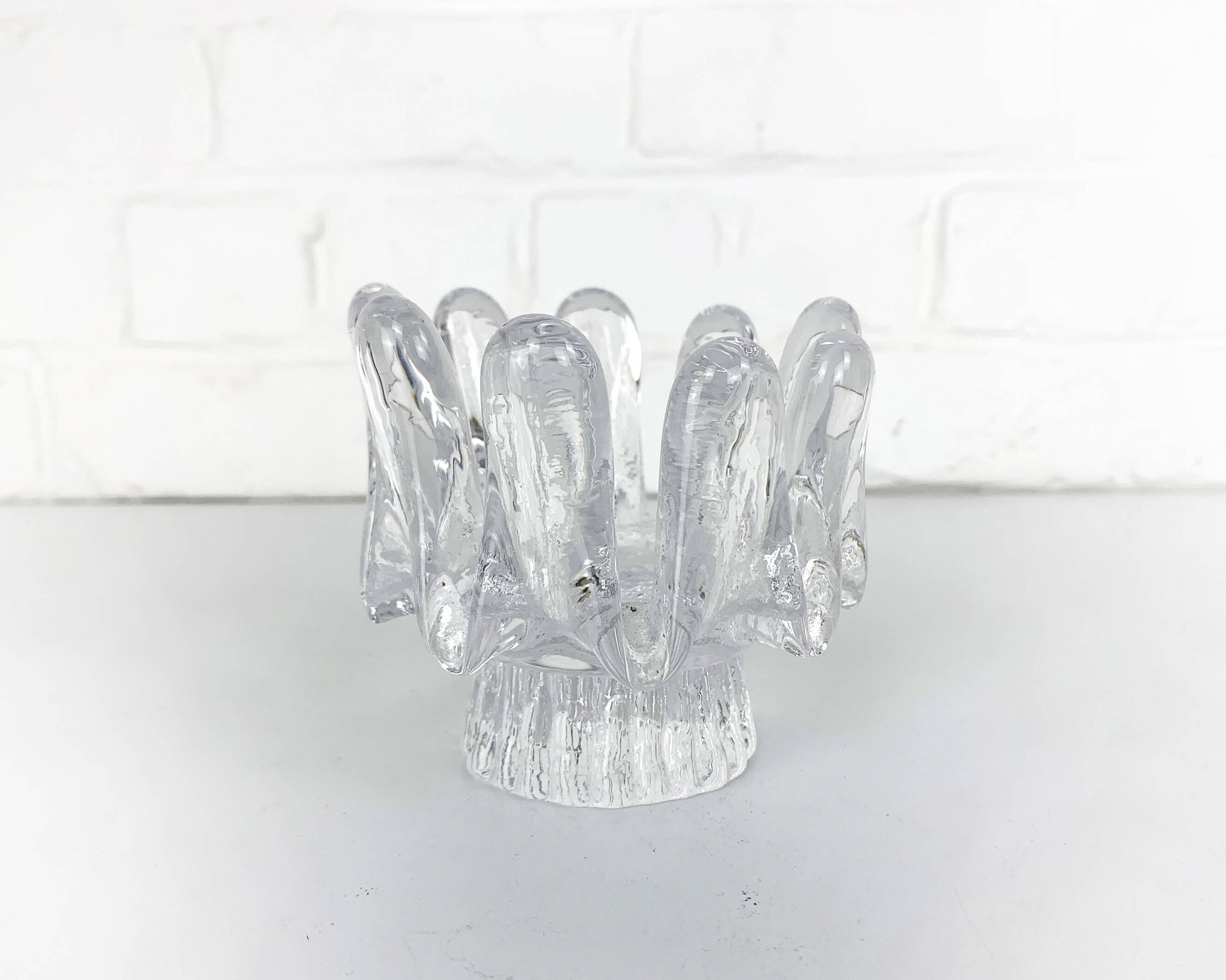 Sunflower glass candle holder, Göran Wärff for Kosta Boda, Sweden, 1970s