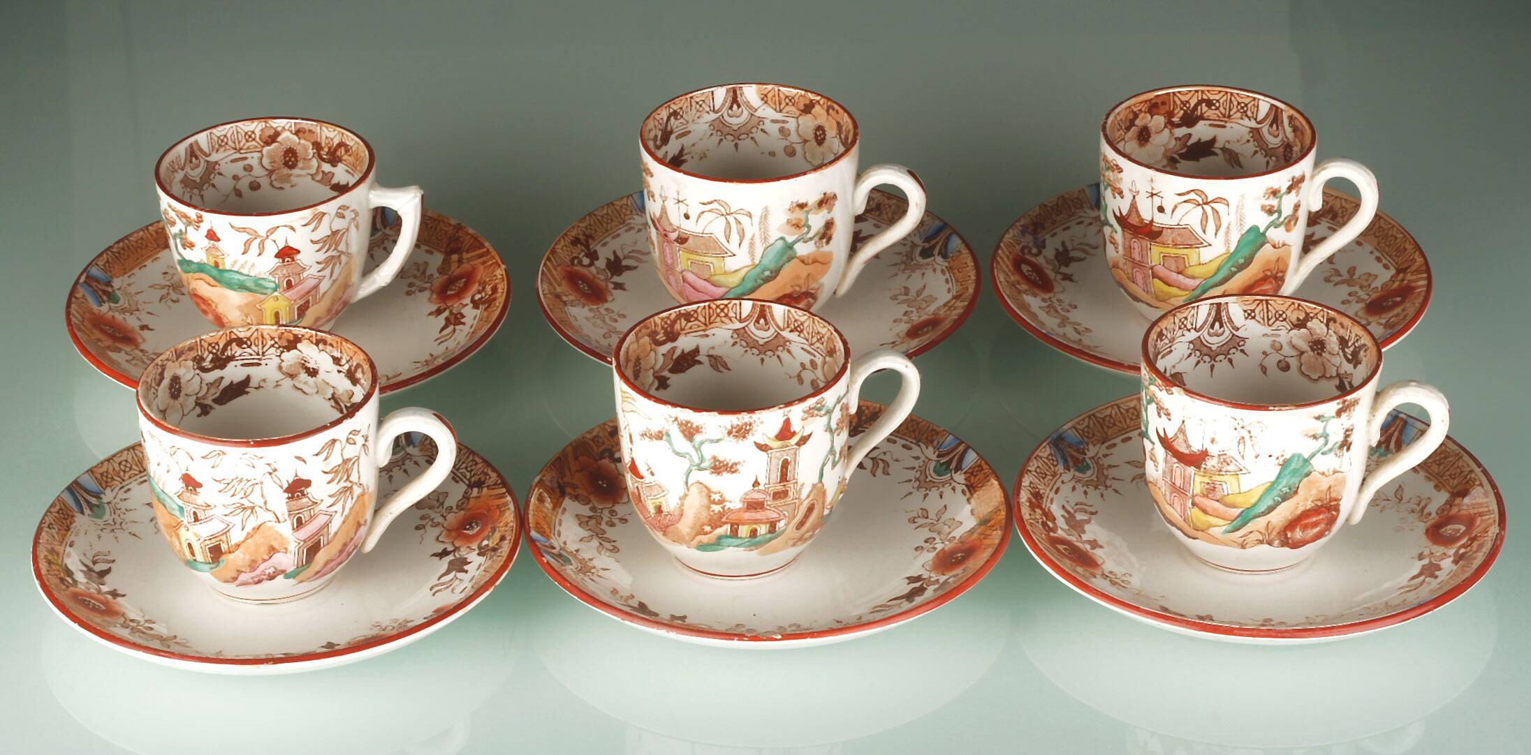 Coffee service Sarreguemines model Kyoto, 19th century