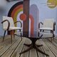 Vintage coffee table from the 60s and 70s by Hugues POIGNANT, smoked glass & teak.