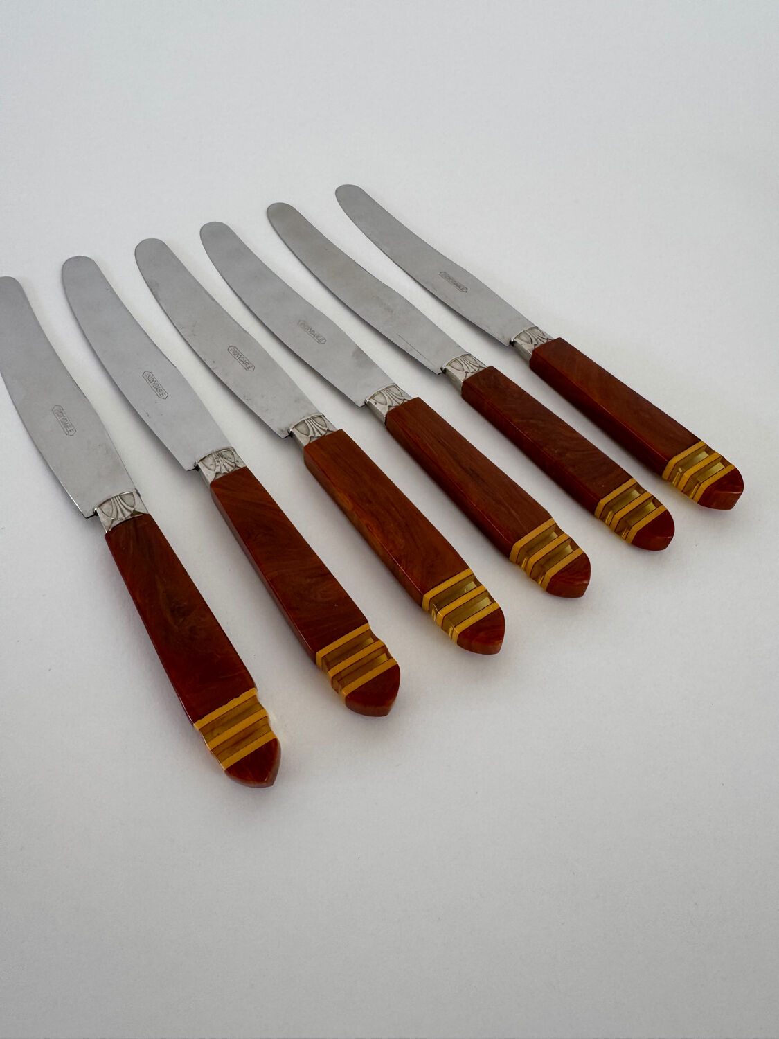 Set of 6 Vintage French Art Deco Design Inox Dinner Knives