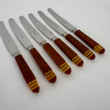 Set of 6 Vintage French Art Deco Design Inox Dinner Knives