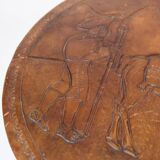 Antique Stool With Carvings Of A Farmer With A Alpaca From 1940s