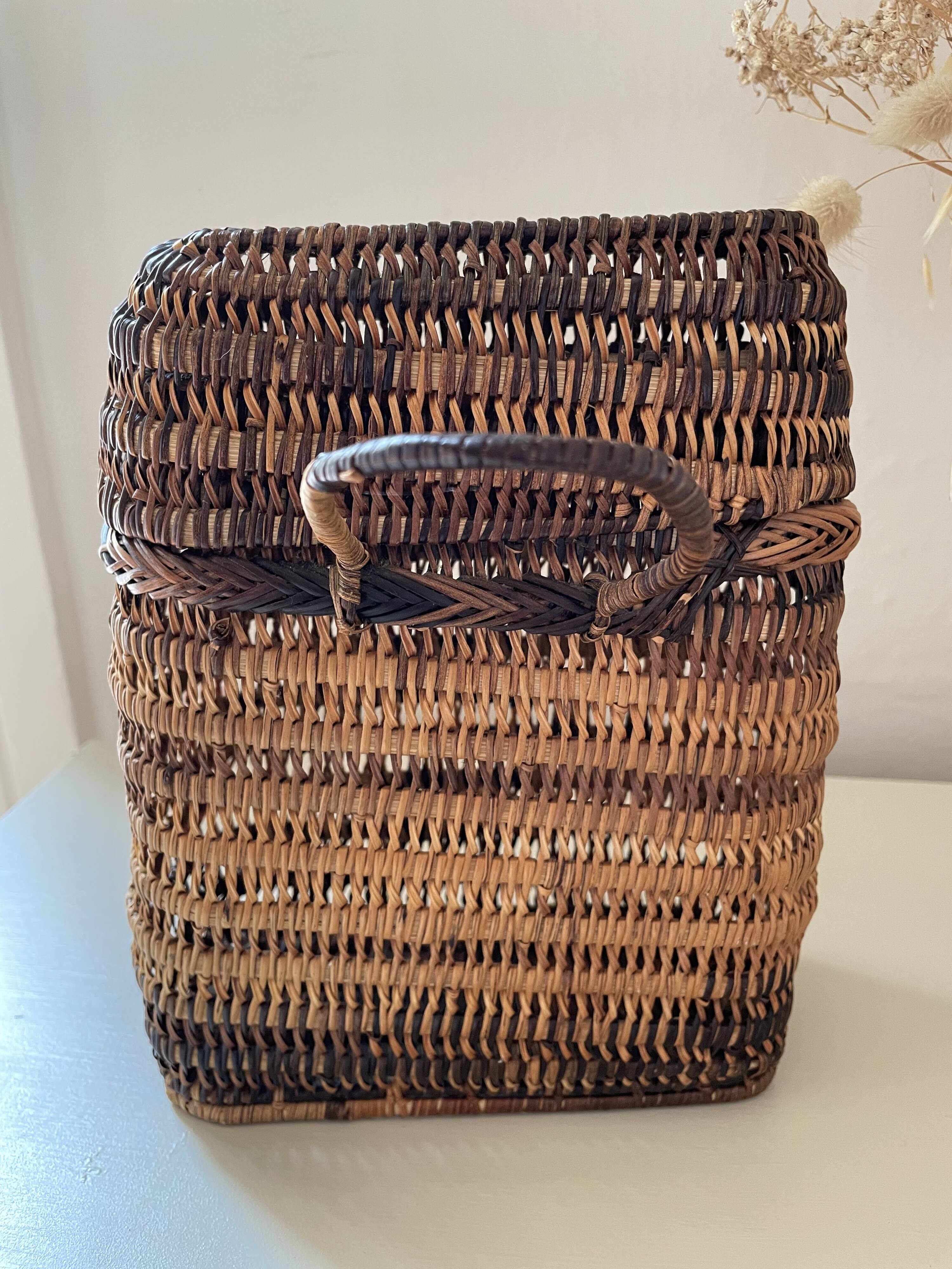 Asian rattan basket with lid 23×18 cm