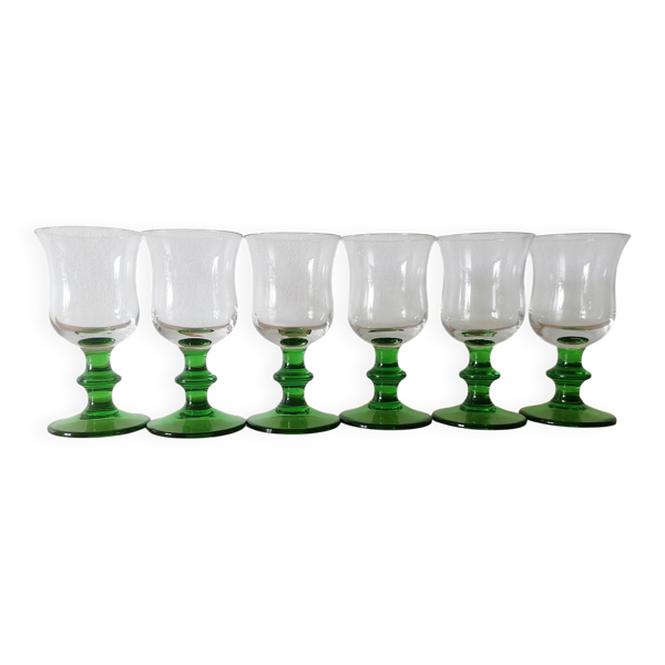 6 verres de liqueur à pied vert