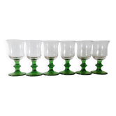 6 verres de liqueur à pied vert