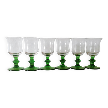 6 verres de liqueur à pied vert
