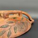 Carved cup in engraved wood – floral decoration and geometric handles