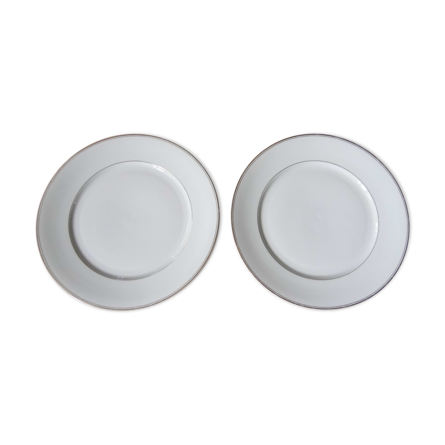 Limoges porcelain plates, Philippe Deshoulieres, fine gold fillets, 2 plates