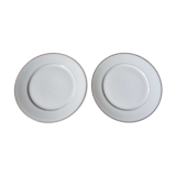 Limoges porcelain plates, Philippe Deshoulieres, fine gold fillets, 2 plates