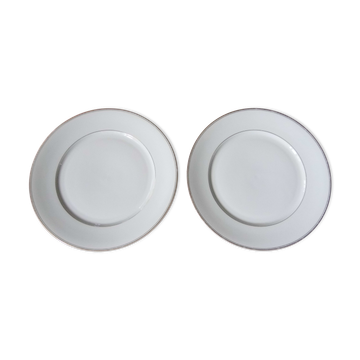 Limoges porcelain plates, Philippe Deshoulieres, fine gold fillets, 2 plates