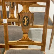 Set of 9 neoclassical chairs and 2 armchairs in marquetry.