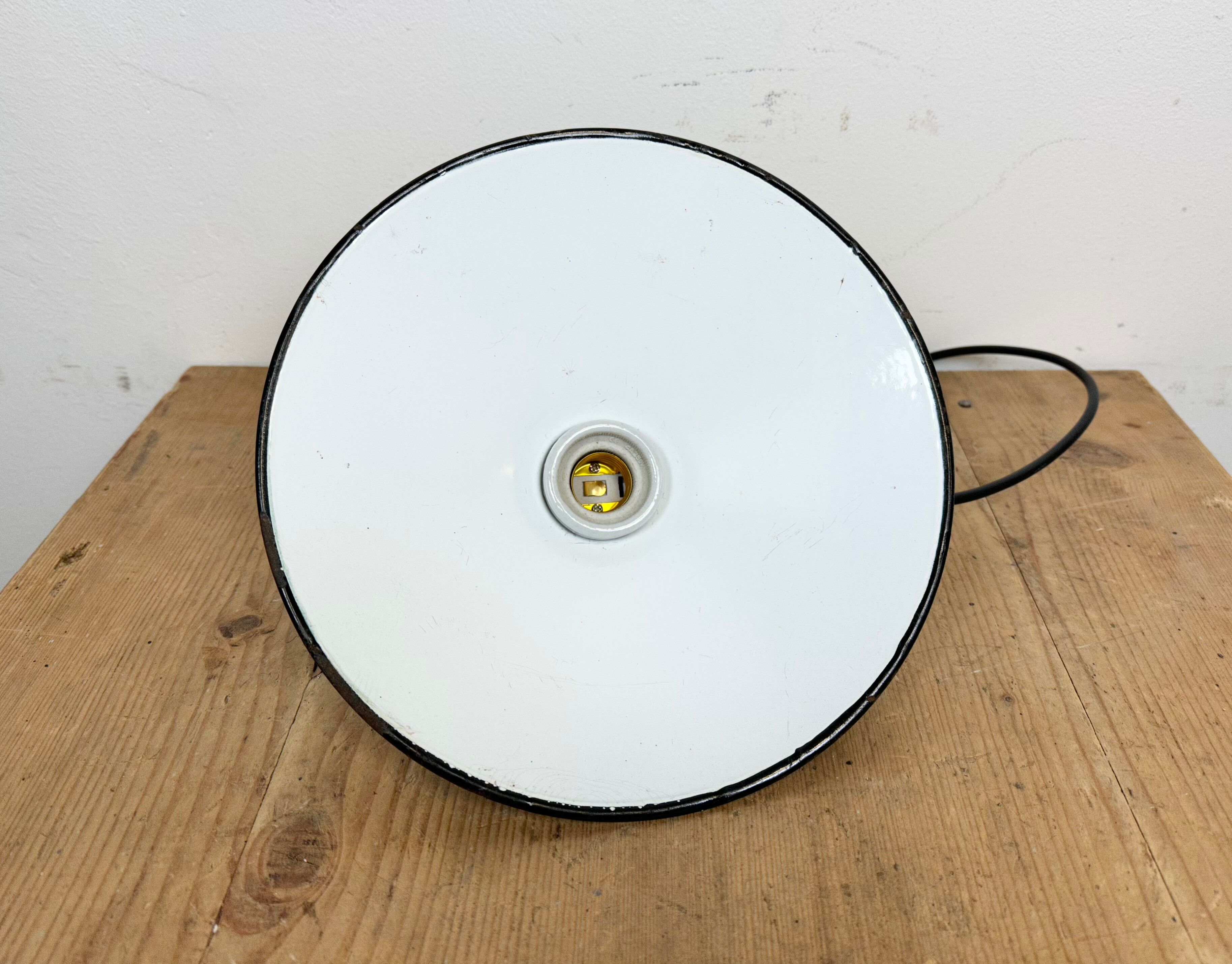 Industrial petrol enamel pendant light, 1970s