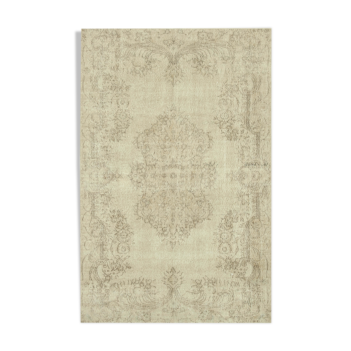 Hand-knotted rustic turkish beige rug 198 cm x 307 cm