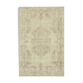 Tapis beige turc rustique noué à la main 198 cm x 307 cm