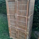 Vintage bamboo and rattan cabinet or storage unit