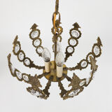 Brass facet cut glass hanging lamp gold plated 3rd quarter 20th