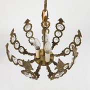 Brass facet cut glass hanging lamp gold plated 3rd quarter 20th