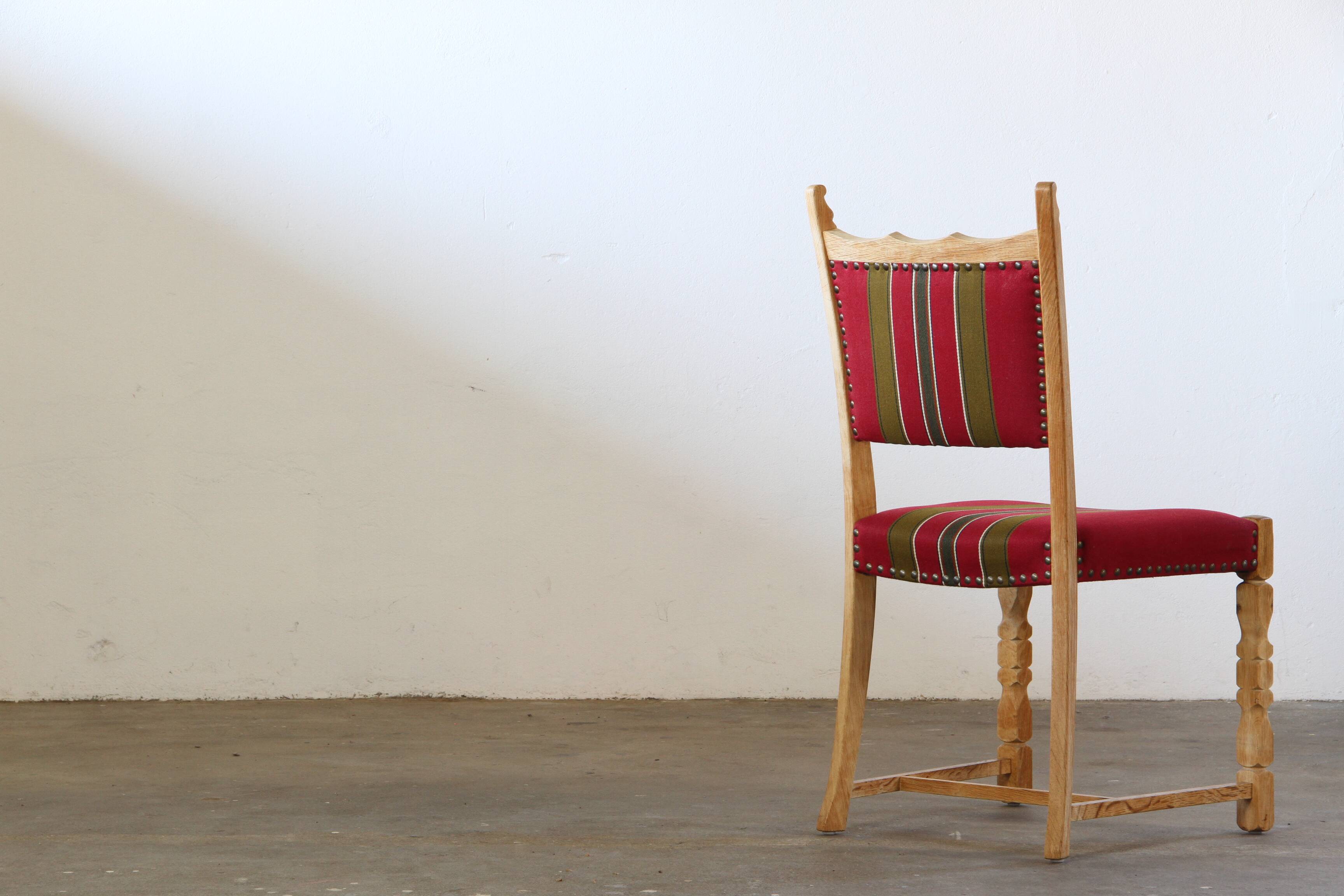 Lot of 6 Vintage Danish Brutalist Oak Dining Chairs, Henning Kjærnulf Style, 1960s