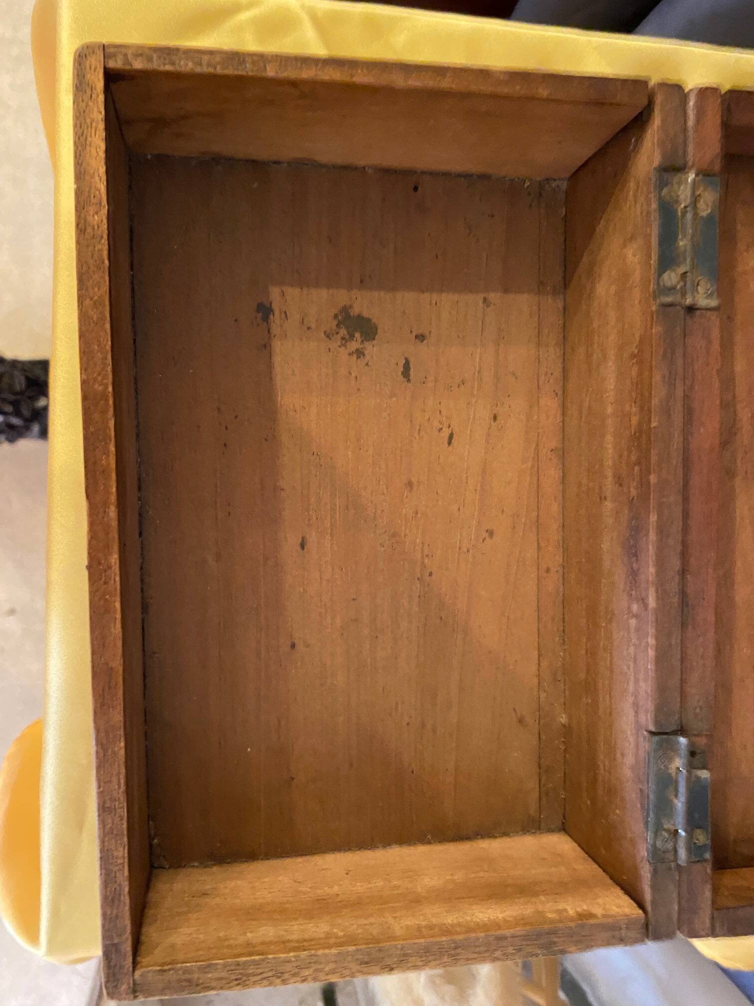 Old wooden box early 20th century market box with brass handle