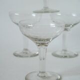 set of 5 engraved crystal champagne glasses 1950