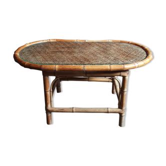 Table basse en bambou de madagascar années 80