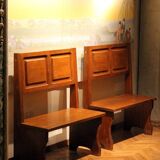 Vintage Italian Modern High Back Bench in Wood, 1950s