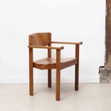 Vintage stackable wooden chair with armrests