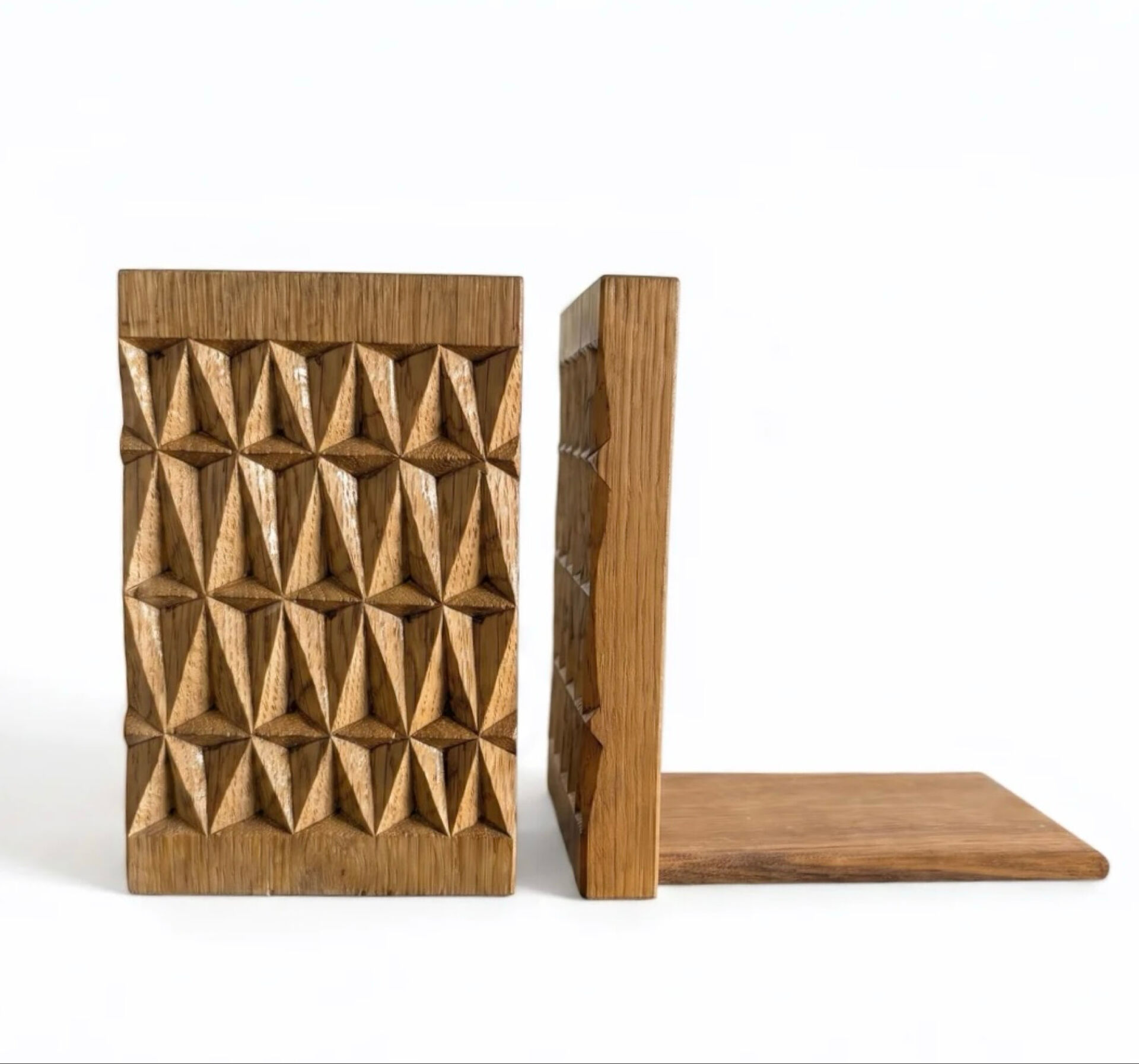 Brutalist oak bookends from the 1960s.