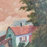 Oil on canvas peasant sunset